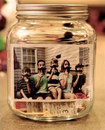 Porta-retrato em pote de vidro