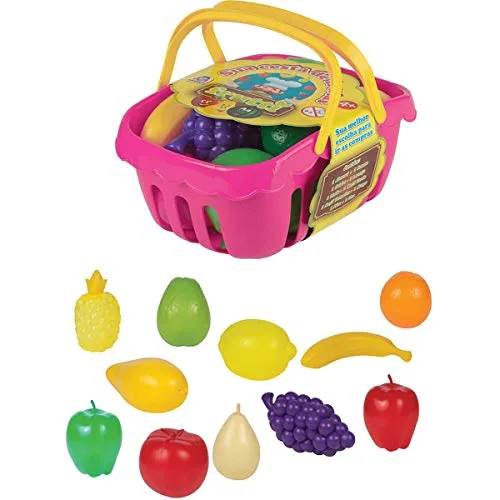 Cesta com frutas de brinquedo