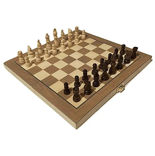 Jogo de xadrez de madeira