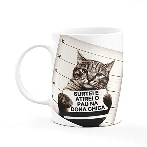 Caneca com gatinho e frase