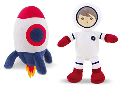 Pelúcia de foguete e astronauta