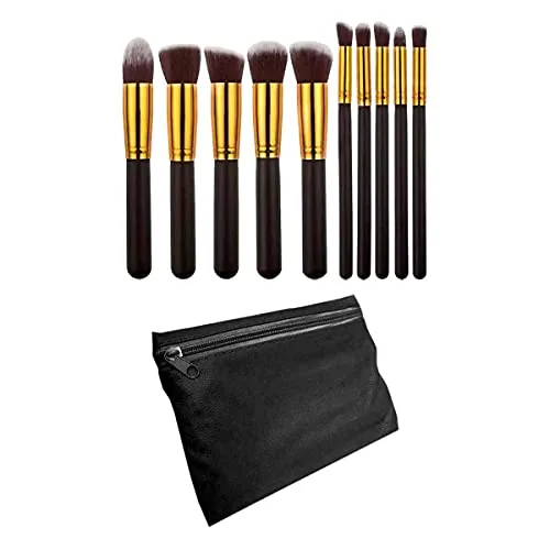 Kit com dez pincéis de maquiagem