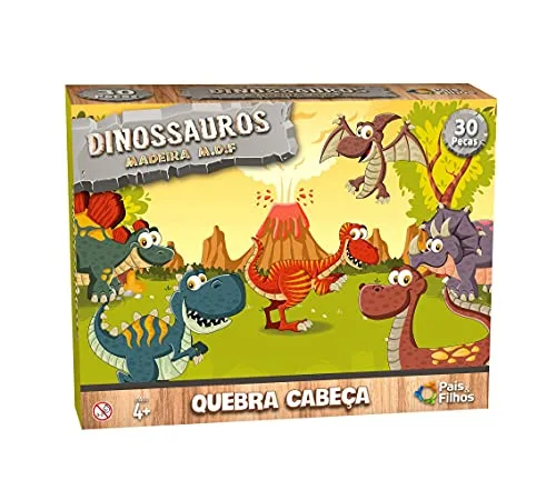 Quebra-cabeça de dinossauros em madeira