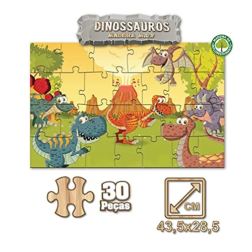 Quebra-cabeça de dinossauros em madeira - foto 2