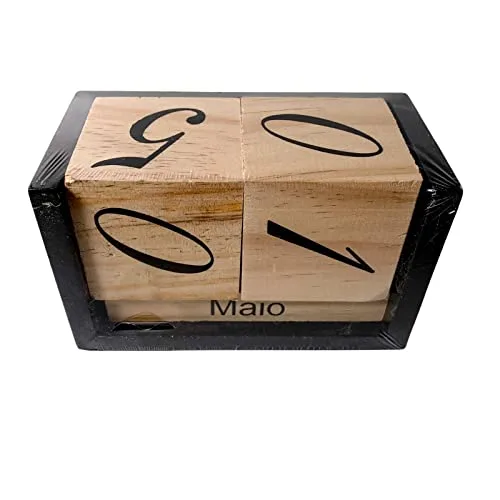Calendário permanente de madeira