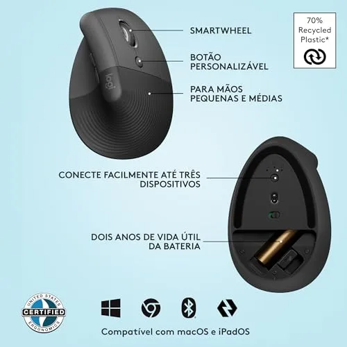 Mouse vertical ergonômico - foto 6