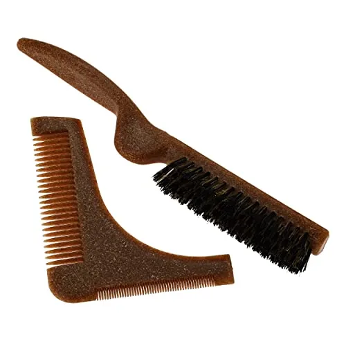 Kit com escova e pente para barba