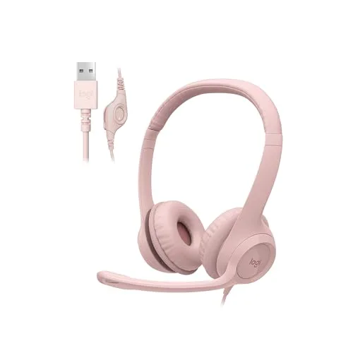 Headset rosa para estudo e chamadas