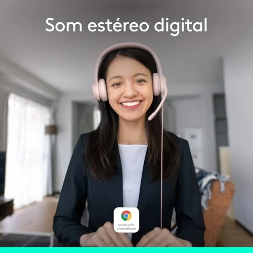 Headset rosa para estudo e chamadas - foto 3