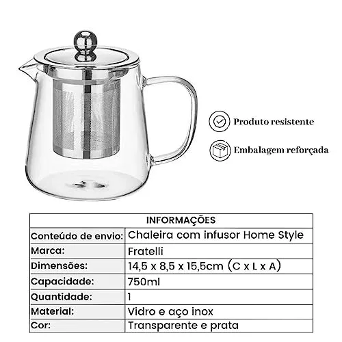 Bule de vidro com infusor - foto 3