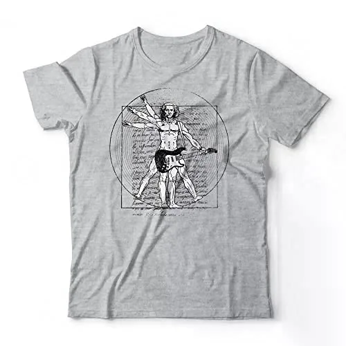 Camiseta de rock com o Homem Vitruviano