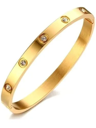 Pulseira dourada com pedras