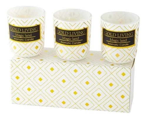 Trio de velas em copo de vidro