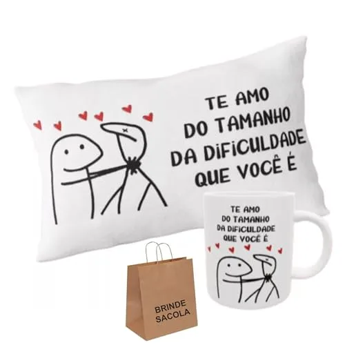 Kit de caneca e almofada romântica