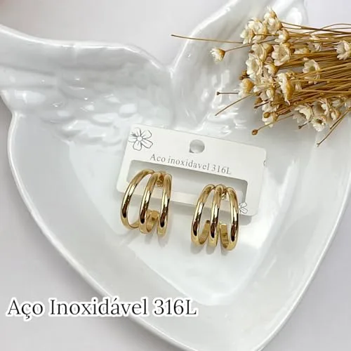 Brinco de argola dourado - foto 4