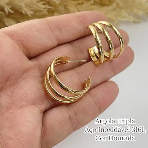Brinco de argola dourado - foto 5