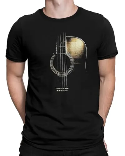 Camiseta com violão em estilo rock