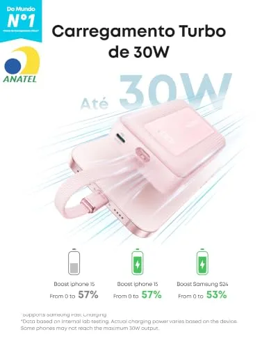 Power bank com cabo USB-C integrado - foto 2