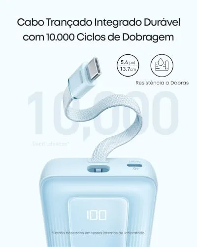 Power bank com cabo USB-C integrado - foto 3
