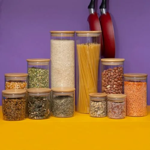 Kit de potes de vidro com tampa de bambu - foto 4