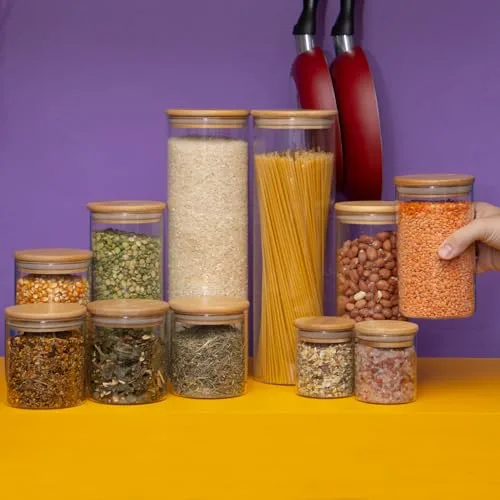 Kit de potes de vidro com tampa de bambu - foto 5