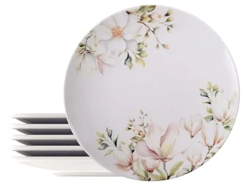 Pratos rasos de porcelana decorada