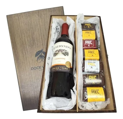 Cesta de vinho e chocolates