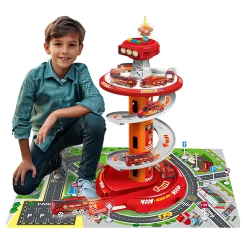 Pista de carrinho com posto e bombeiro
