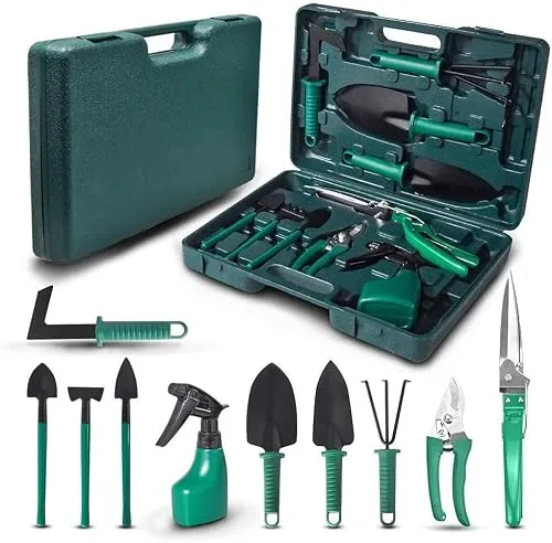 Kit de ferramentas de jardim com maleta
