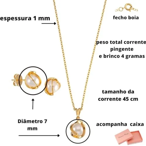 Conjunto de colar e brinco de pérola - foto 2