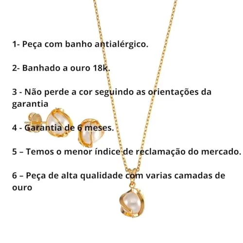 Conjunto de colar e brinco de pérola - foto 5