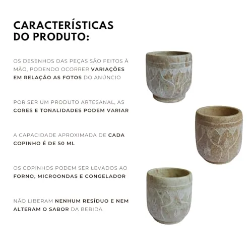 Copos de pedra-sabão para dose - foto 5