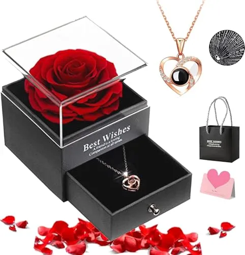 Rosa eterna com colar