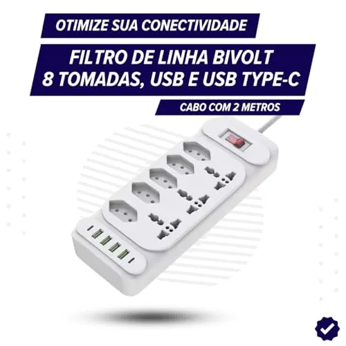 Filtro de linha com USB e USB-C - foto 2