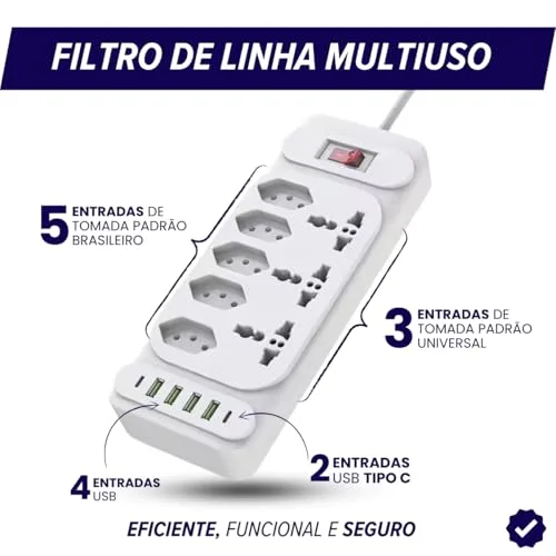 Filtro de linha com USB e USB-C - foto 3