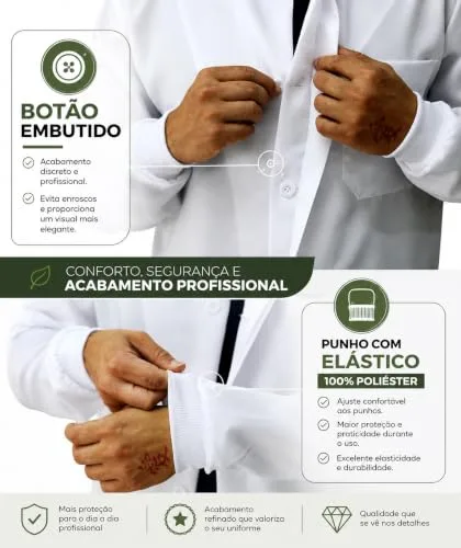Jaleco branco masculino - foto 4