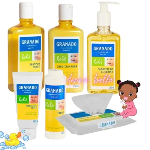 Kit de banho com seis produtos