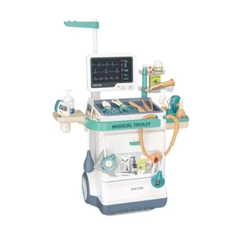 Consultório médico com carrinho hospitalar