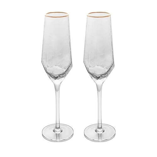 Taças de champanhe com fio de ouro