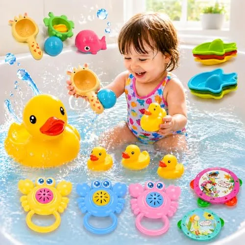 Kit de banho com patinhos e pandeiro