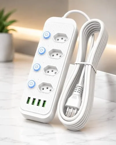Extensão com tomadas e portas USB