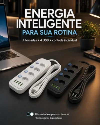 Extensão com tomadas e portas USB - foto 2