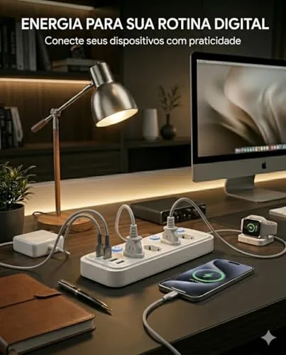 Extensão com tomadas e portas USB - foto 4