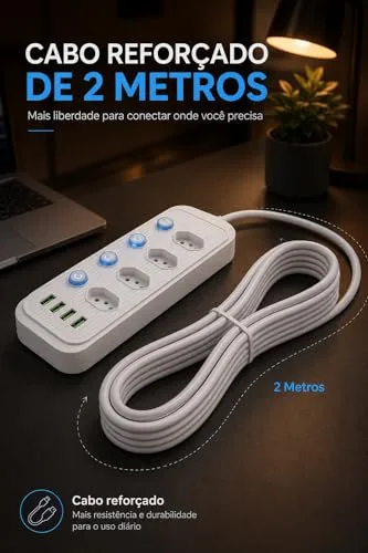 Extensão com tomadas e portas USB - foto 5
