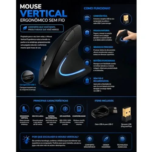 Mouse vertical para as horas longas - foto 6