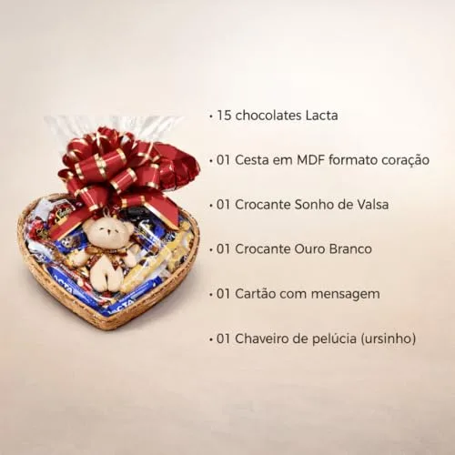 Cesta de chocolates em formato de coração - foto 2