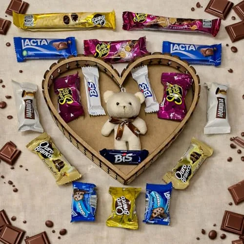 Cesta de chocolates em formato de coração - foto 3
