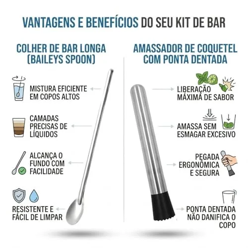 Kit de socador e colher para drinks - foto 2