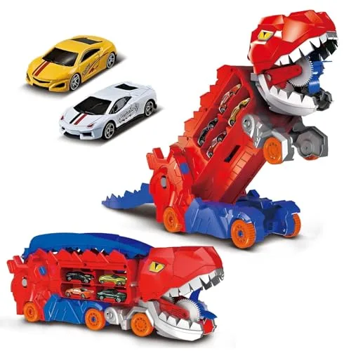 Caminhão de dinossauro com carrinhos