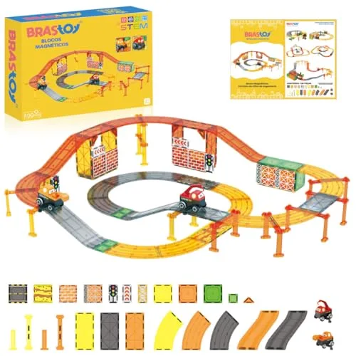 Pista magnética de montar com carrinhos
